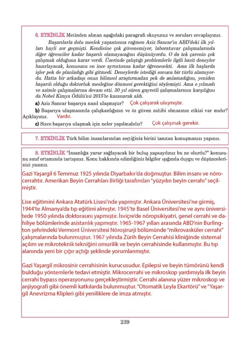 5. Sınıf Türkçe Ders Kitabı Cevapları Anıttepe Yayınları Sayfa 239 Çözüm Görseli