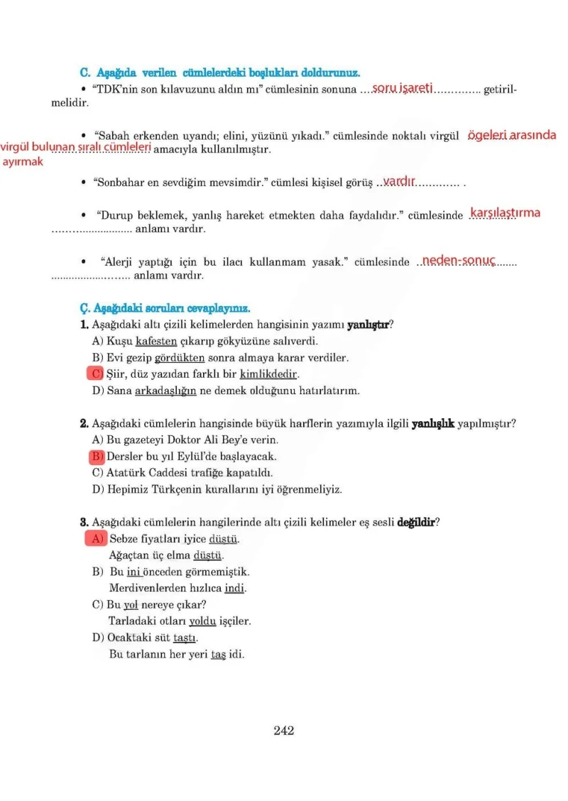 5. Sınıf Türkçe Ders Kitabı Cevapları Anıttepe Yayınları Sayfa 242 Çözüm Görseli