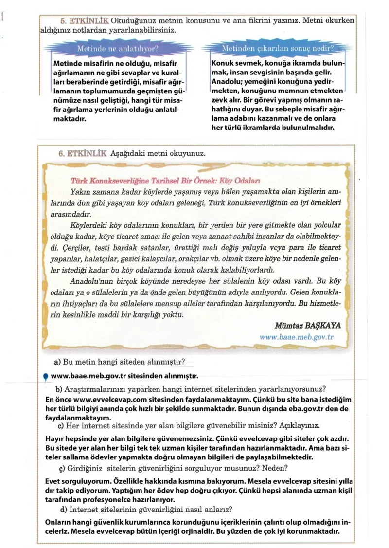 5. Sınıf Türkçe Ders Kitabı Cevapları Anıttepe Yayınları Sayfa 26 Çözüm Görseli