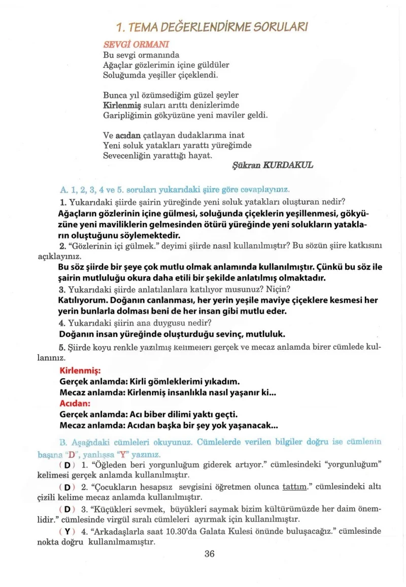 5. Sınıf Türkçe Ders Kitabı Cevapları Anıttepe Yayınları Sayfa 36 Çözüm Görseli