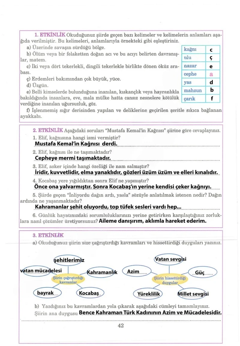5. Sınıf Türkçe Ders Kitabı Cevapları Anıttepe Yayınları Sayfa 42 Çözüm Görseli