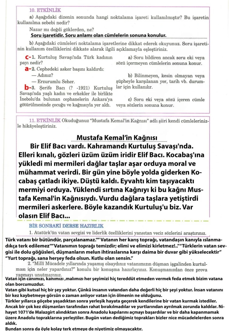 5. Sınıf Türkçe Ders Kitabı Cevapları Anıttepe Yayınları Sayfa 45 Çözüm Görseli