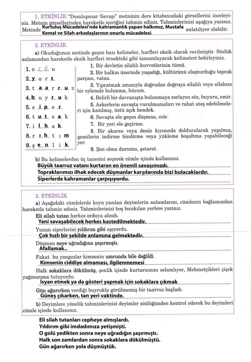 5. Sınıf Türkçe Ders Kitabı Cevapları Anıttepe Yayınları Sayfa 48 Çözüm Görseli
