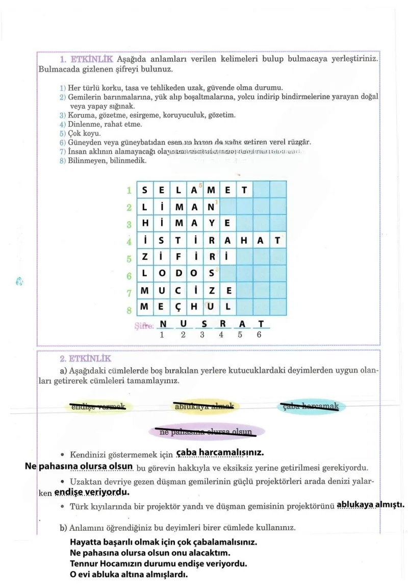 5. Sınıf Türkçe Ders Kitabı Cevapları Anıttepe Yayınları Sayfa 54 Çözüm Görseli
