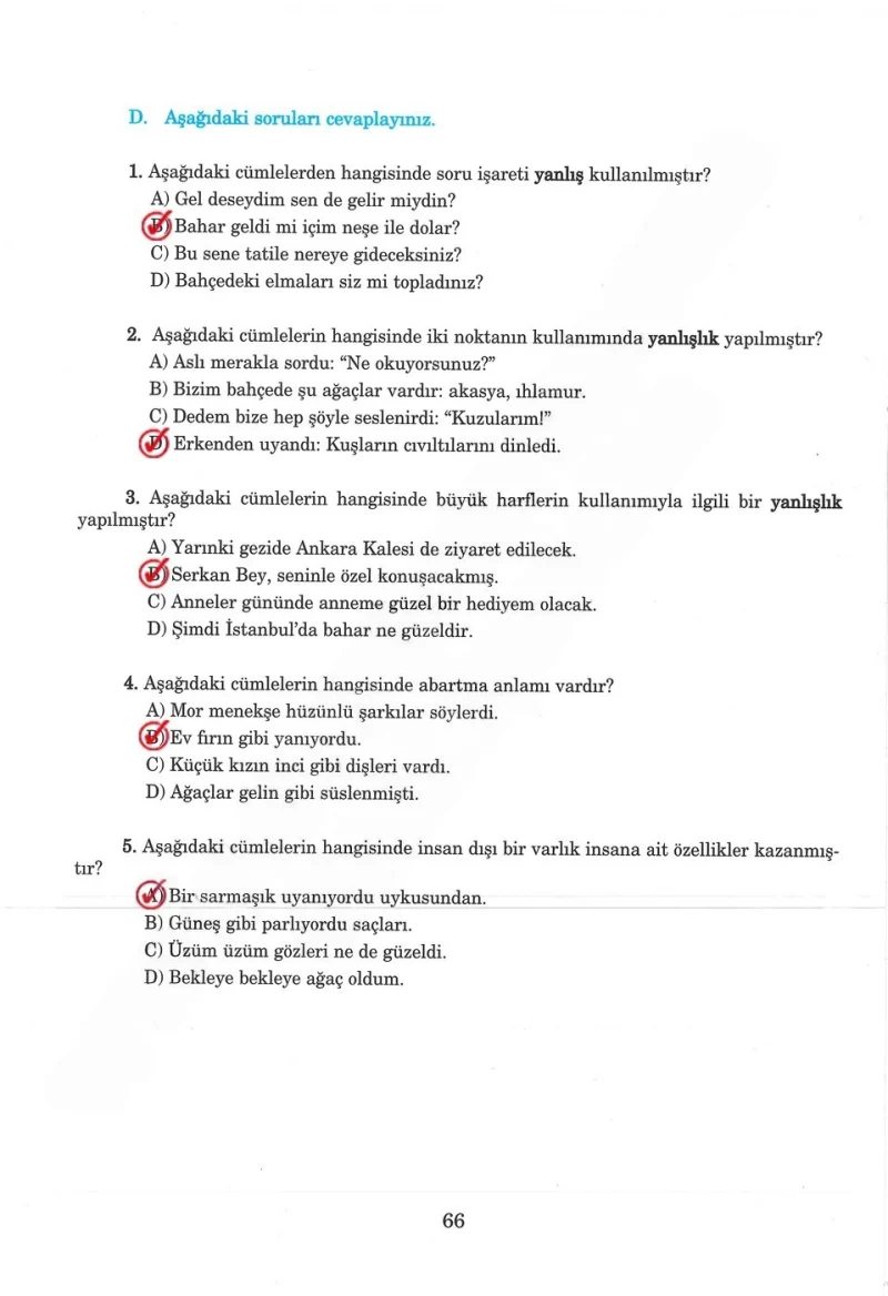 5. Sınıf Türkçe Ders Kitabı Cevapları Anıttepe Yayınları Sayfa 66 Çözüm Görseli