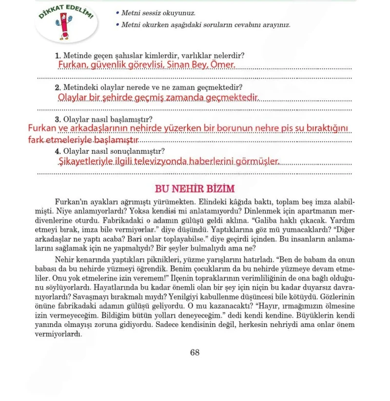 5. Sınıf Türkçe Ders Kitabı Cevapları Anıttepe Yayınları Sayfa 68 Çözüm Görseli