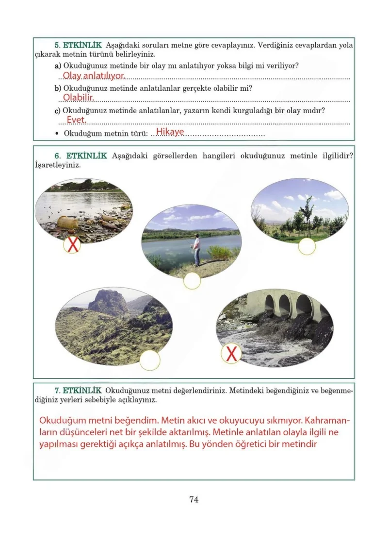 5. Sınıf Türkçe Ders Kitabı Cevapları Anıttepe Yayınları Sayfa 74 Çözüm Görseli
