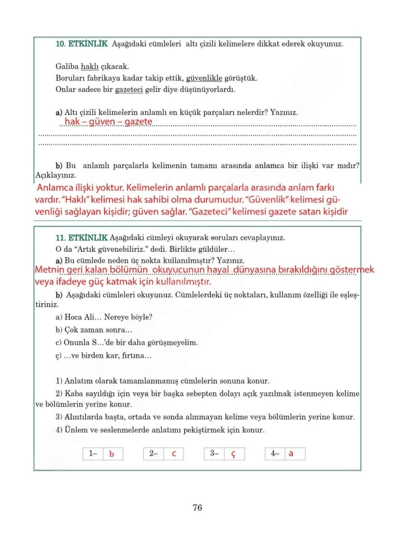 5. Sınıf Türkçe Ders Kitabı Cevapları Anıttepe Yayınları Sayfa 76 Çözüm Görseli