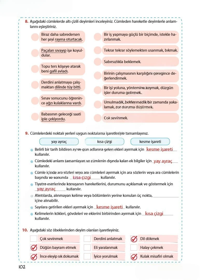 5. Sınıf Türkçe Ders Kitabı Cevapları Koza Yayınları Sayfa 102 Çözüm Görseli