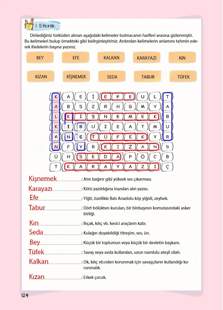5. Sınıf Türkçe Ders Kitabı Cevapları Koza Yayınları Sayfa 124 Çözüm Görseli