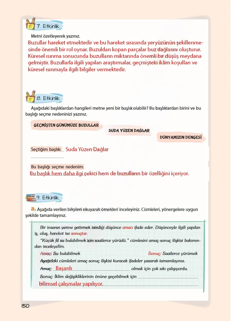 5. Sınıf Türkçe Ders Kitabı Cevapları Koza Yayınları Sayfa 150 Çözüm Görseli
