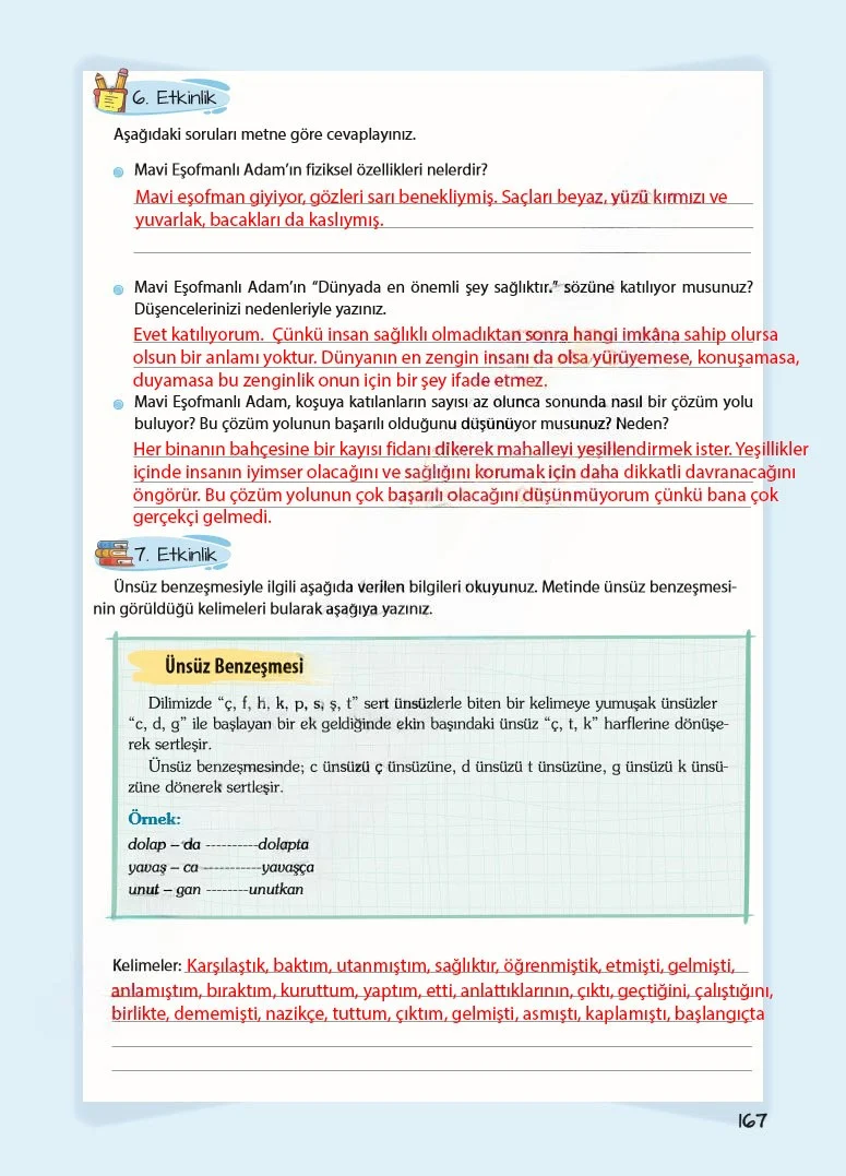 5. Sınıf Türkçe Ders Kitabı Cevapları Koza Yayınları Sayfa 167 Çözüm Görseli