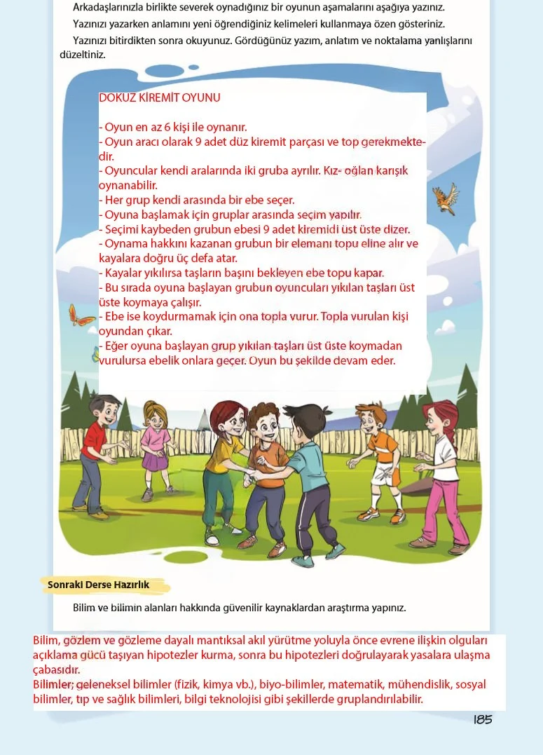 5. Sınıf Türkçe Ders Kitabı Cevapları Koza Yayınları Sayfa 185 Çözüm Görseli