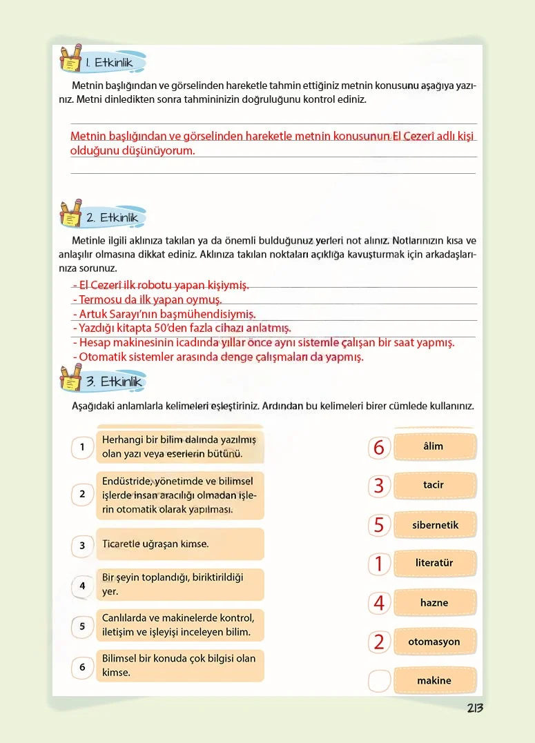 5. Sınıf Türkçe Ders Kitabı Cevapları Koza Yayınları Sayfa 213 Çözüm Görseli