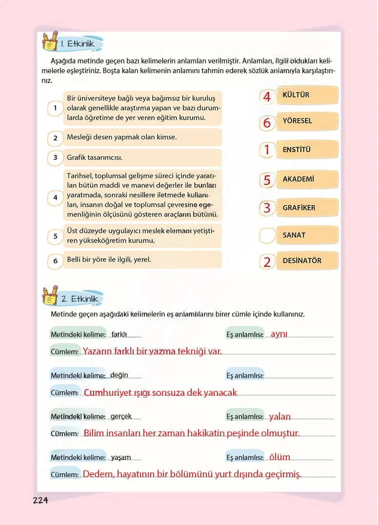5. Sınıf Türkçe Ders Kitabı Cevapları Koza Yayınları Sayfa 224 Çözüm Görseli