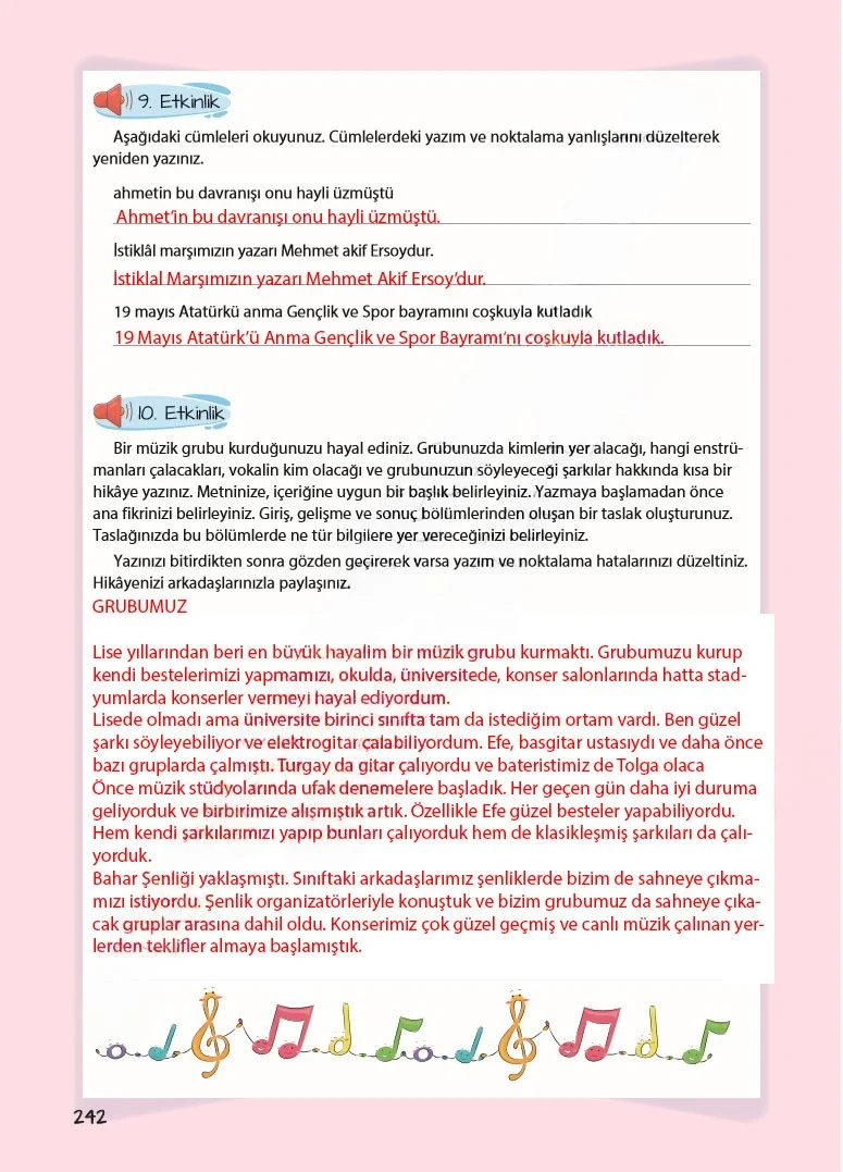 5. Sınıf Türkçe Ders Kitabı Cevapları Koza Yayınları Sayfa 242 Çözüm Görseli