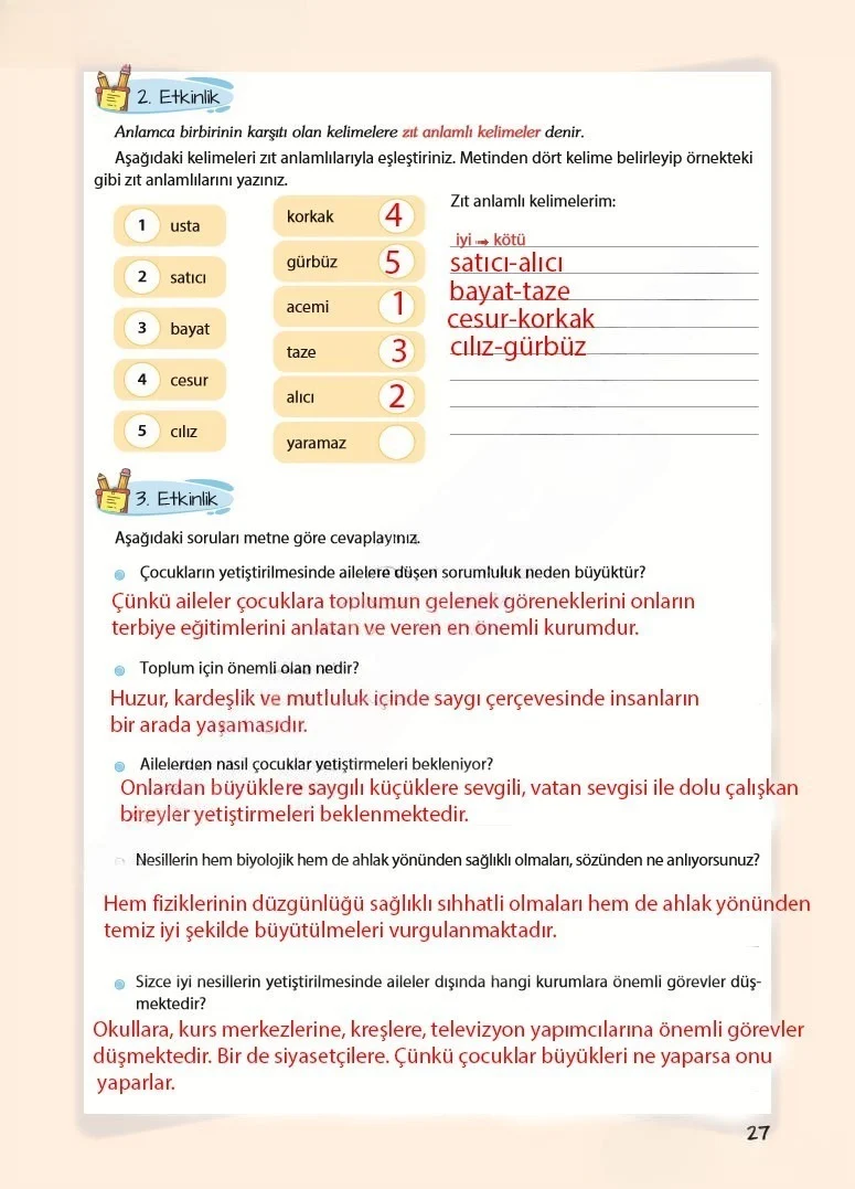 5. Sınıf Türkçe Ders Kitabı Cevapları Koza Yayınları Sayfa 27 Çözüm Görseli