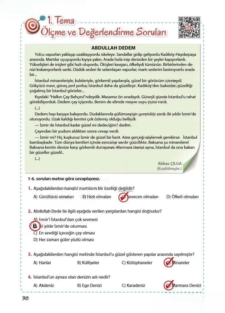 5. Sınıf Türkçe Ders Kitabı Cevapları Koza Yayınları Sayfa 38 Çözüm Görseli