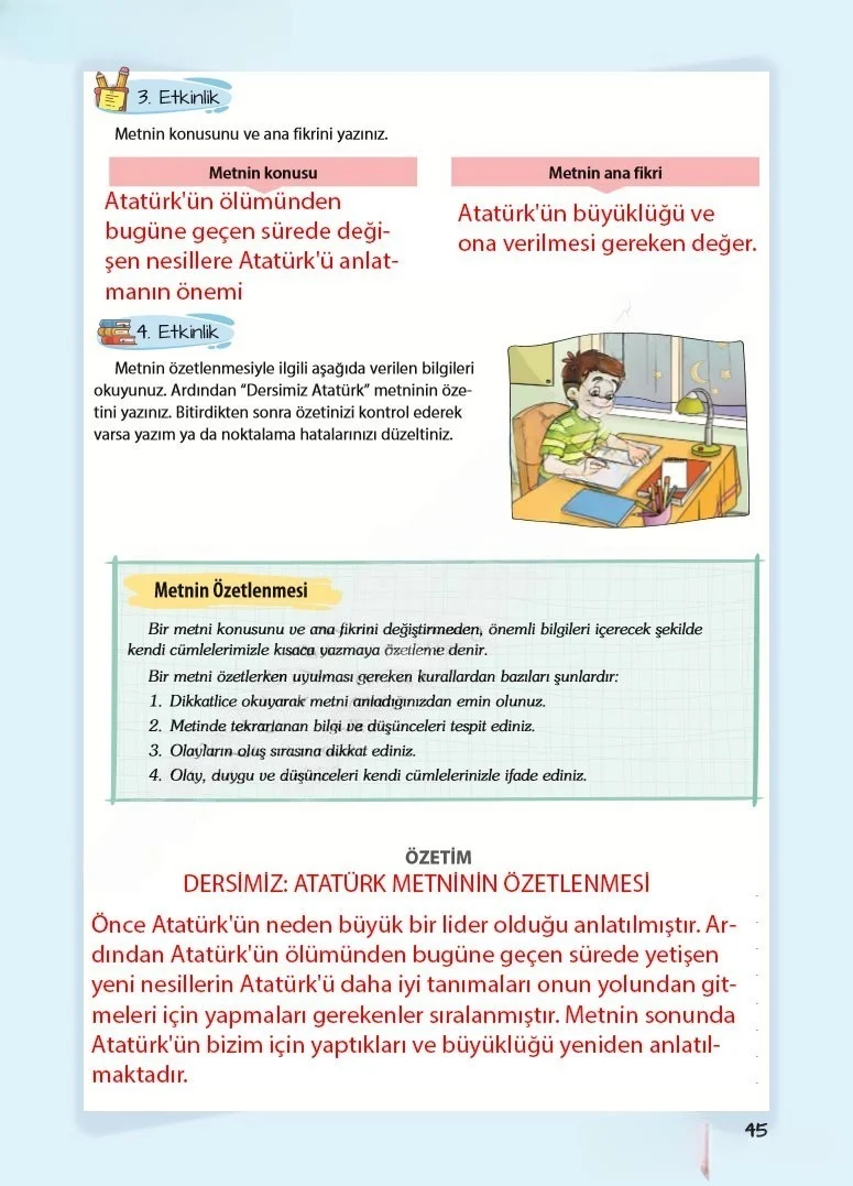 5. Sınıf Türkçe Ders Kitabı Cevapları Koza Yayınları Sayfa 45 Çözüm Görseli