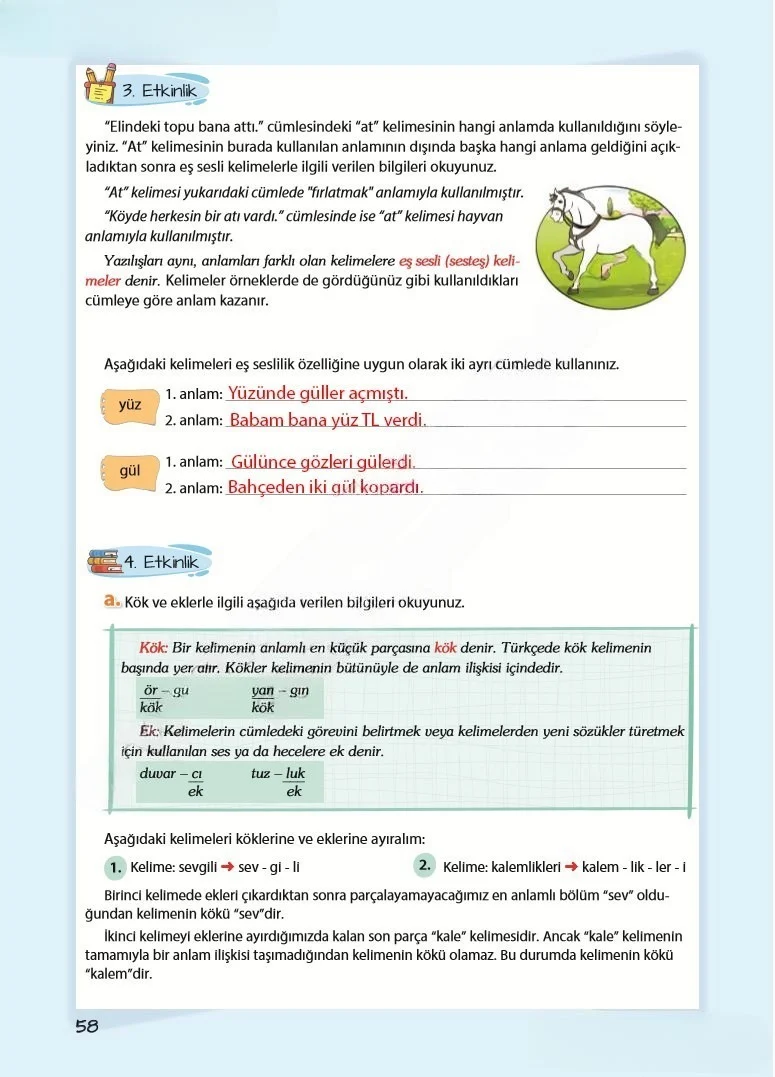 5. Sınıf Türkçe Ders Kitabı Cevapları Koza Yayınları Sayfa 58 Çözüm Görseli
