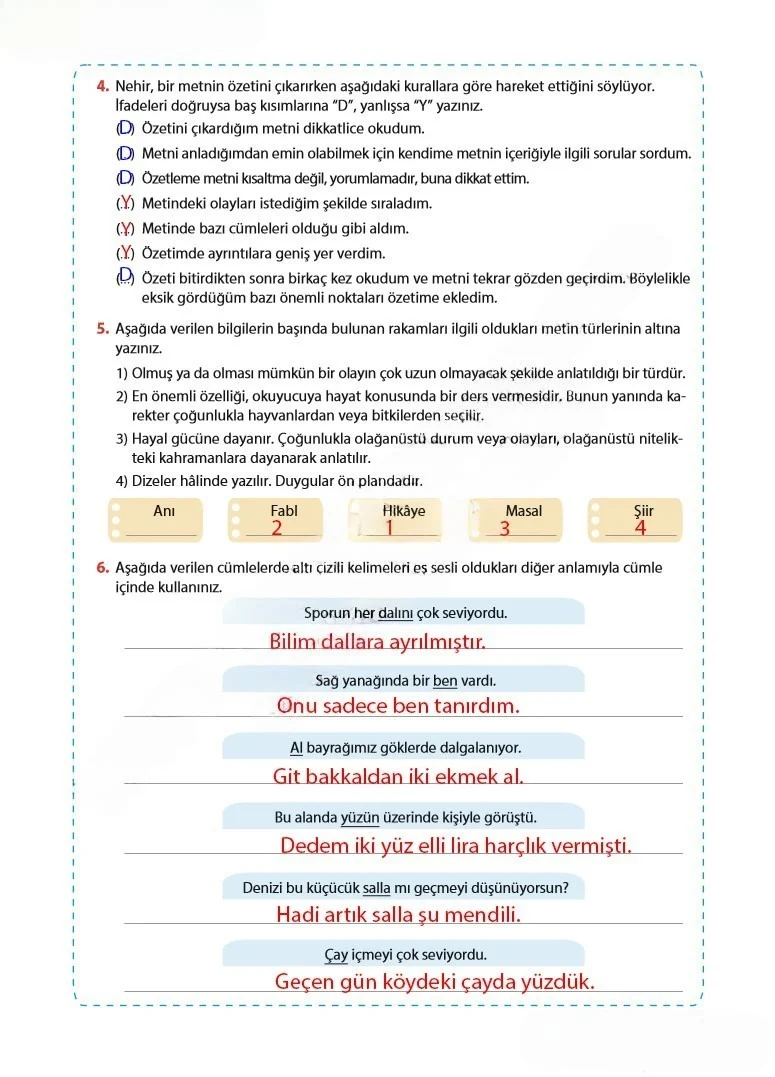 5. Sınıf Türkçe Ders Kitabı Cevapları Koza Yayınları Sayfa 69 Çözüm Görseli