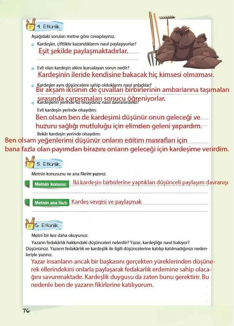 5. Sınıf Türkçe Ders Kitabı Cevapları Koza Yayınları Sayfa 76 Çözüm Görseli