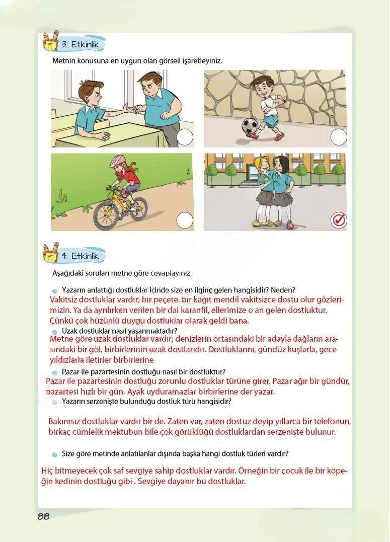 5. Sınıf Türkçe Ders Kitabı Cevapları Koza Yayınları Sayfa 88 Çözüm Görseli