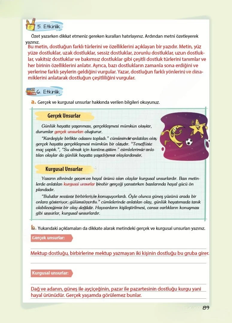5. Sınıf Türkçe Ders Kitabı Cevapları Koza Yayınları Sayfa 89 Çözüm Görseli