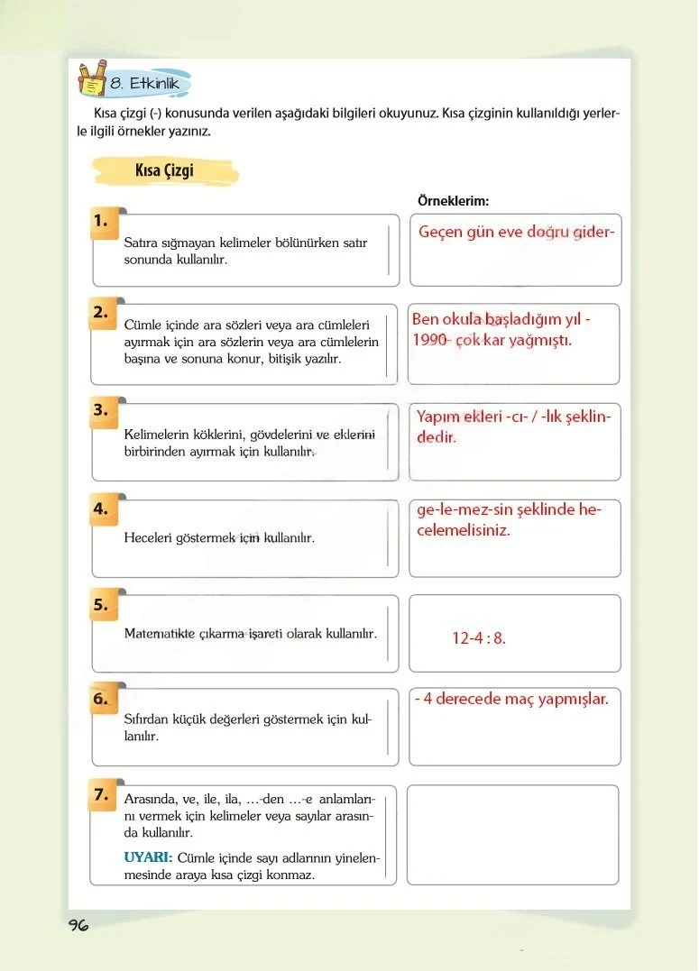 5. Sınıf Türkçe Ders Kitabı Cevapları Koza Yayınları Sayfa 96 Çözüm Görseli
