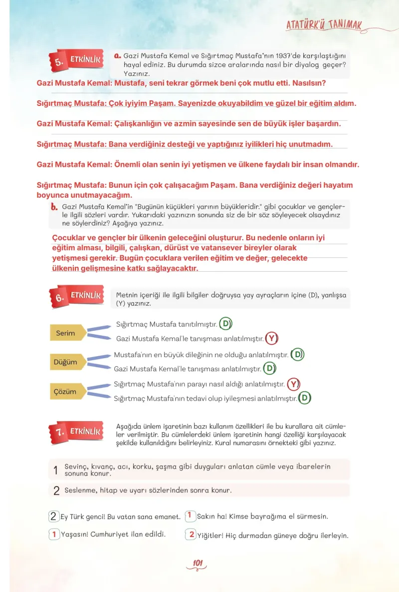5. Sınıf Türkçe Ders Kitabı Cevapları Meb Yayınları 1 Sayfa 101 Çözüm Görseli
