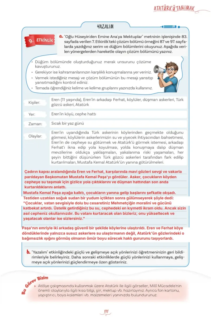 5. Sınıf Türkçe Ders Kitabı Cevapları Meb Yayınları 1. Kitap Sayfa 111 Çözüm Görseli