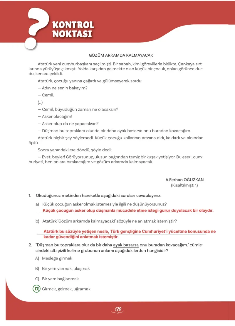 5. Sınıf Türkçe Ders Kitabı Cevapları Meb Yayınları 1 Sayfa 120 Çözüm Görseli