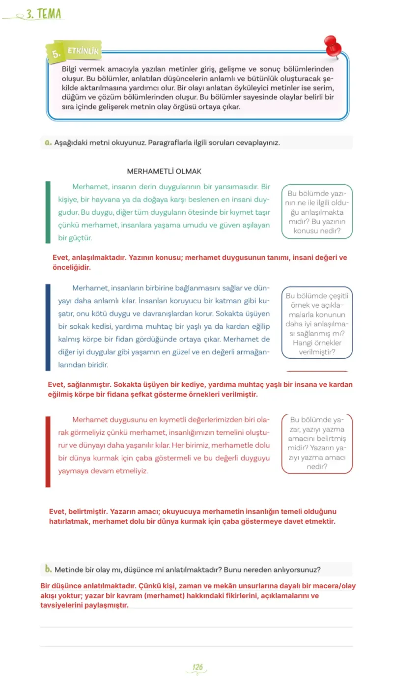 5. Sınıf Türkçe Ders Kitabı Cevapları Meb Yayınları 1. Kitap Sayfa 126 Çözüm Görseli