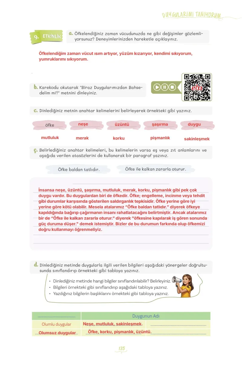 5. Sınıf Türkçe Ders Kitabı Cevapları Meb Yayınları 1 Sayfa 135 Çözüm Görseli