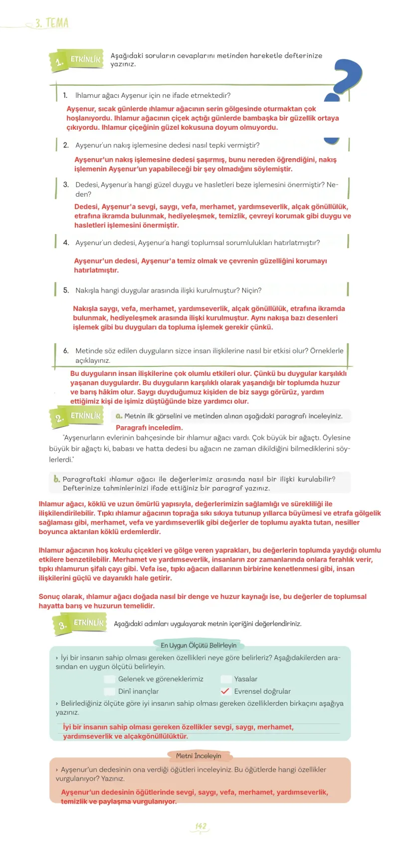 5. Sınıf Türkçe Ders Kitabı Cevapları Meb Yayınları 1 Sayfa 142 Çözüm Görseli