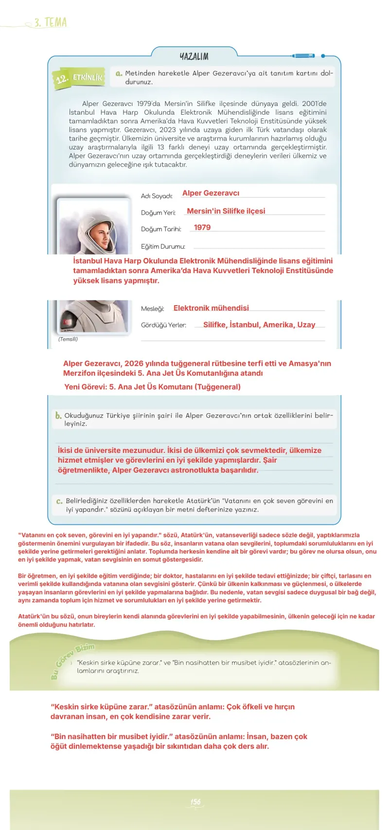 5. Sınıf Türkçe Ders Kitabı Cevapları Meb Yayınları 1 Sayfa 156 Çözüm Görseli