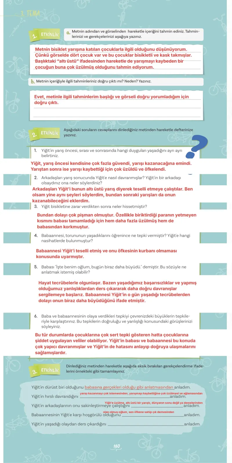 5. Sınıf Türkçe Ders Kitabı Cevapları Meb Yayınları 1 Sayfa 160 Çözüm Görseli