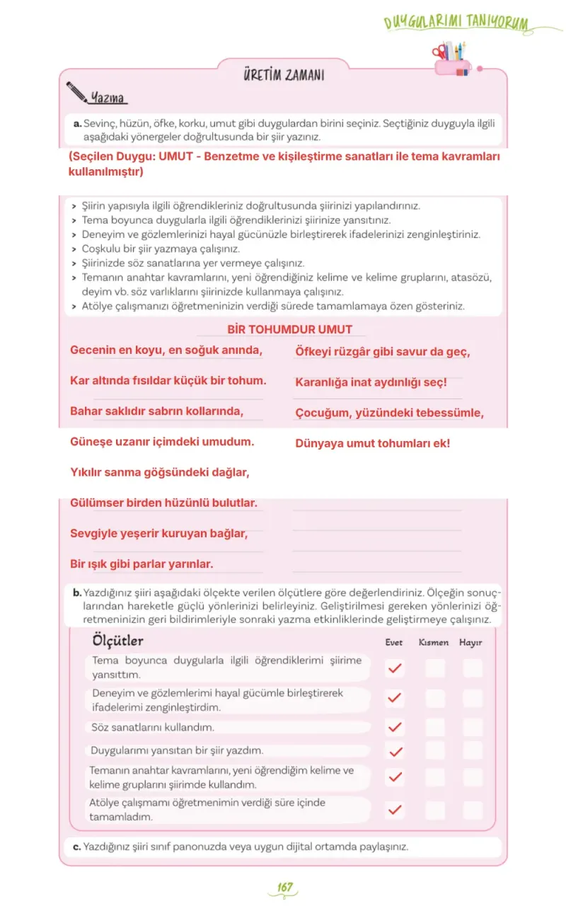 5. Sınıf Türkçe Ders Kitabı Cevapları Meb Yayınları 1. Kitap Sayfa 167 Çözüm Görseli