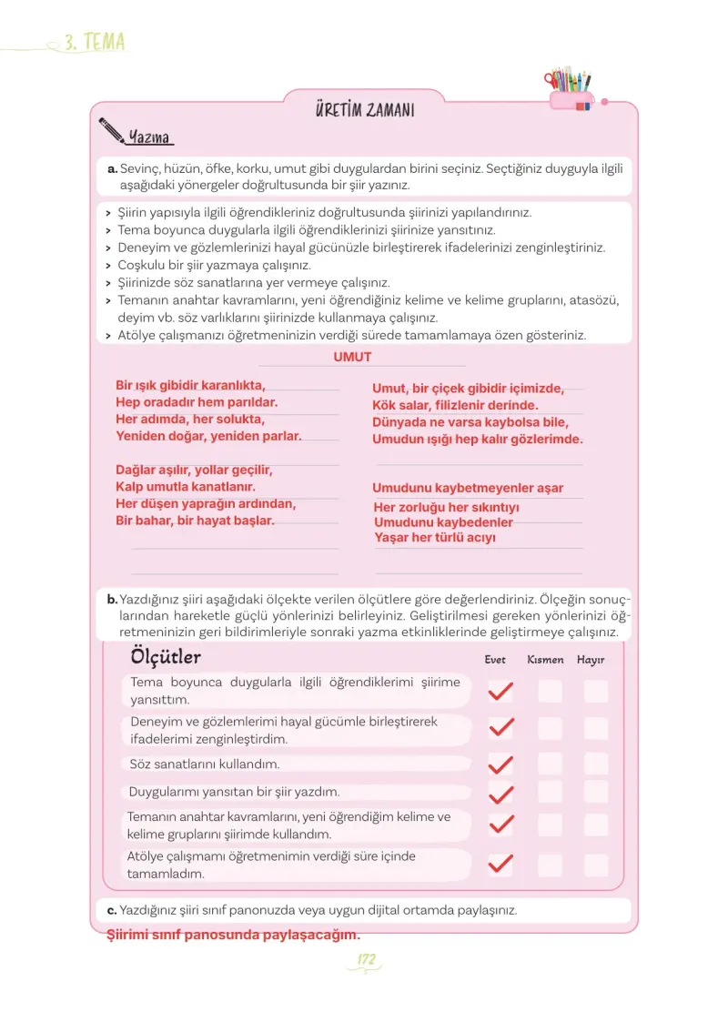 5. Sınıf Türkçe Ders Kitabı Cevapları Meb Yayınları 1 Sayfa 172 Çözüm Görseli