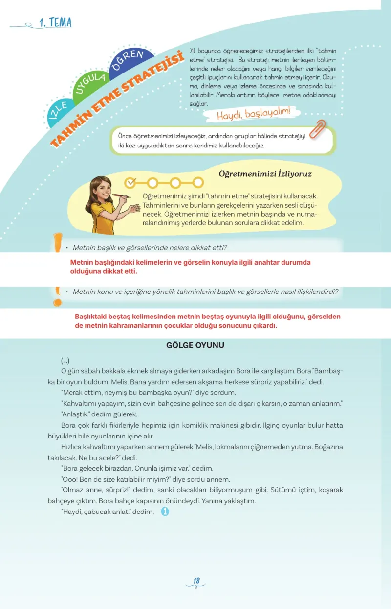 5. Sınıf Türkçe Ders Kitabı Cevapları Meb Yayınları 1 Sayfa 18 Çözüm Görseli