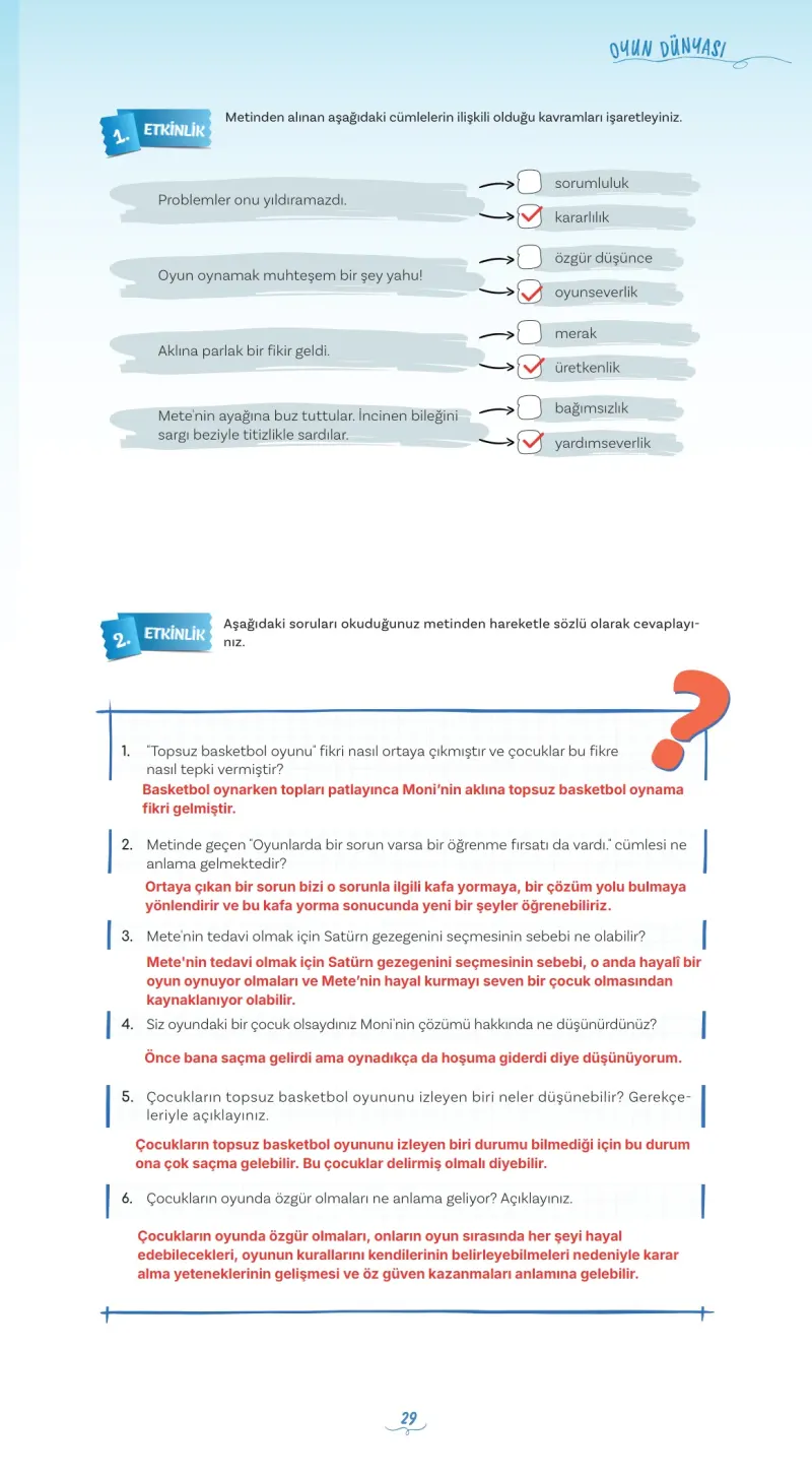 5. Sınıf Türkçe Ders Kitabı Cevapları Meb Yayınları 1 Sayfa 29 Çözüm Görseli