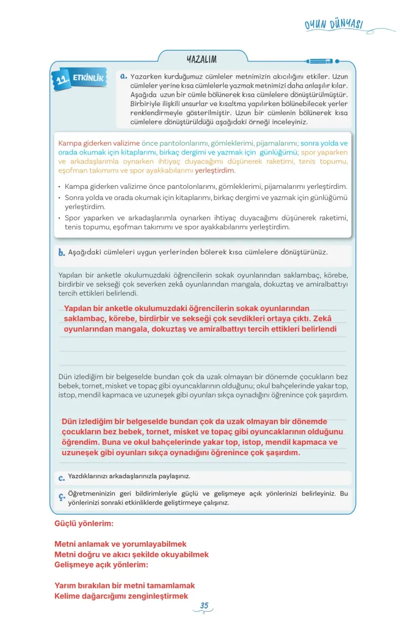 5. Sınıf Türkçe Ders Kitabı Cevapları Meb Yayınları 1 Sayfa 35 Çözüm Görseli