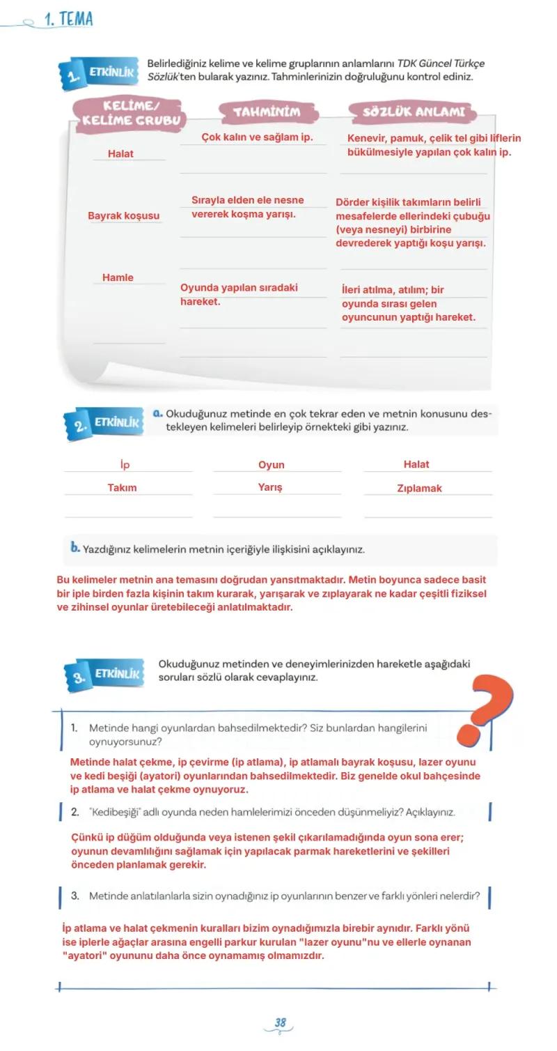 5. Sınıf Türkçe Ders Kitabı Cevapları Meb Yayınları 1. Kitap Sayfa 38 Çözüm Görseli
