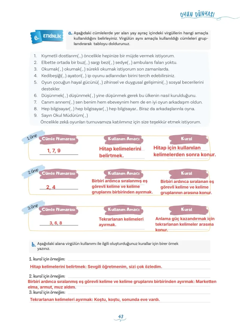 5. Sınıf Türkçe Ders Kitabı Cevapları Meb Yayınları 1 Sayfa 43 Çözüm Görseli