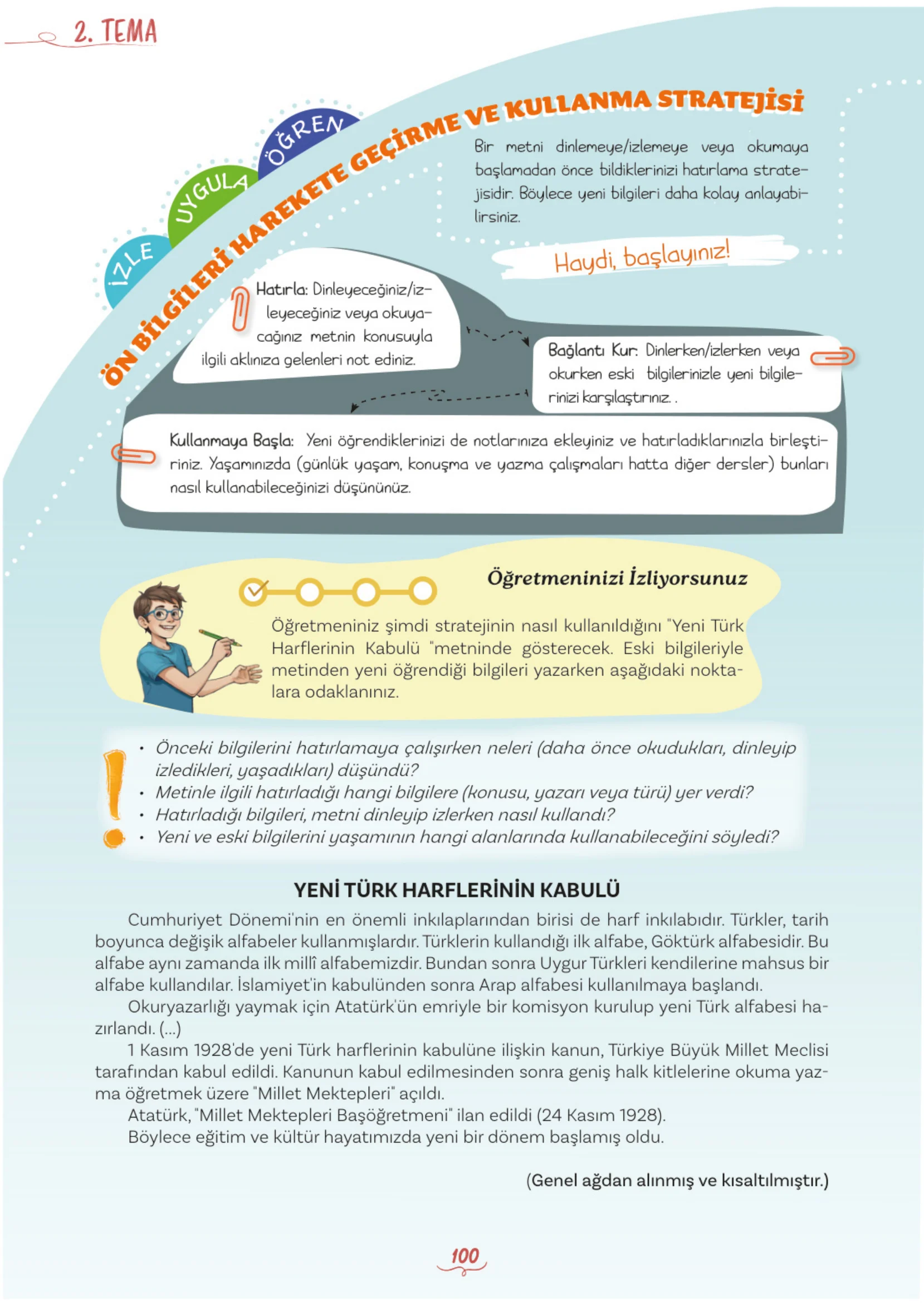 5. Sınıf Türkçe Ders Kitabı Cevapları Meb Yayınları 1. Kitap Sayfa 100