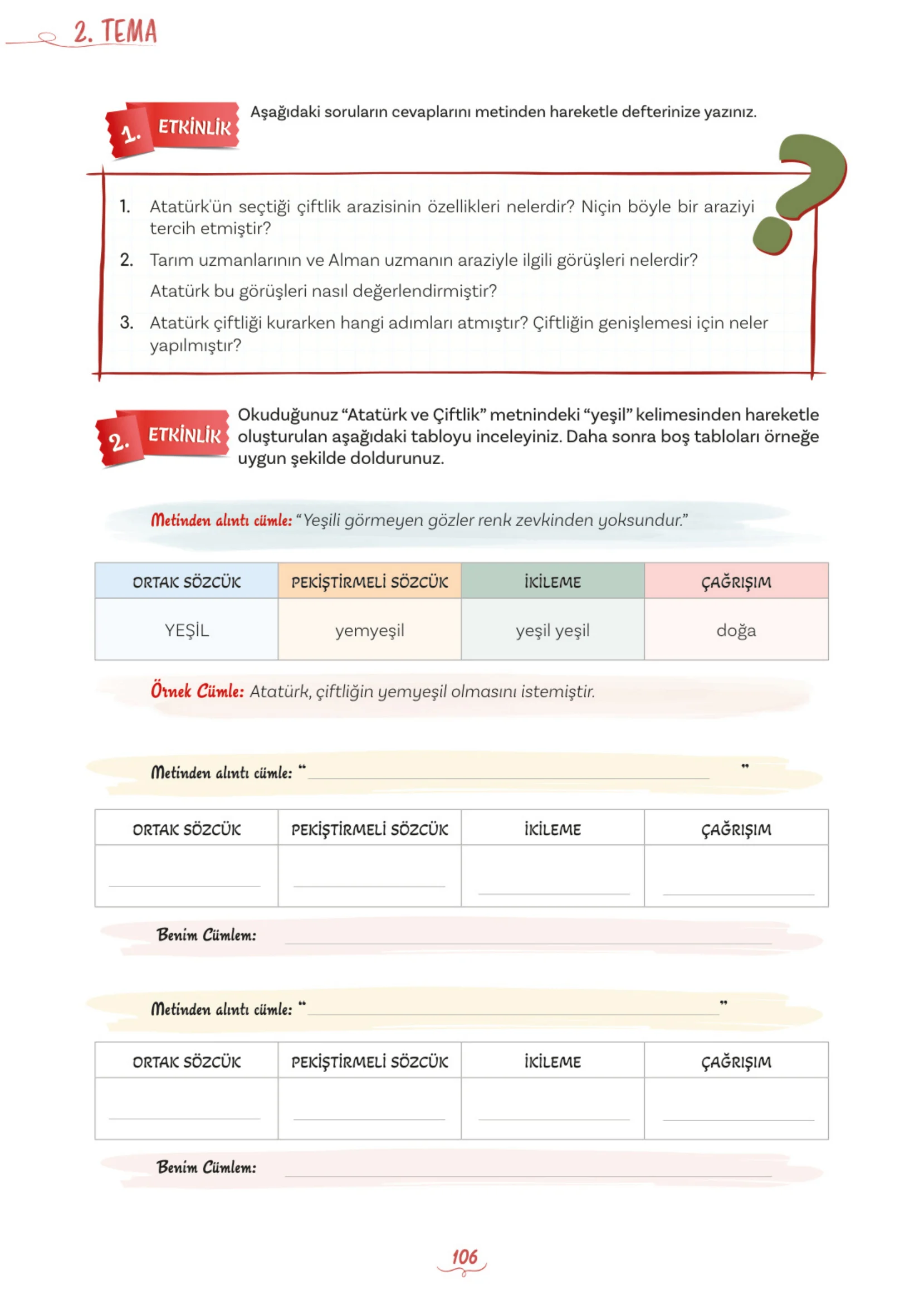 5. Sınıf Türkçe Ders Kitabı Cevapları Meb Yayınları 1. Kitap Sayfa 106