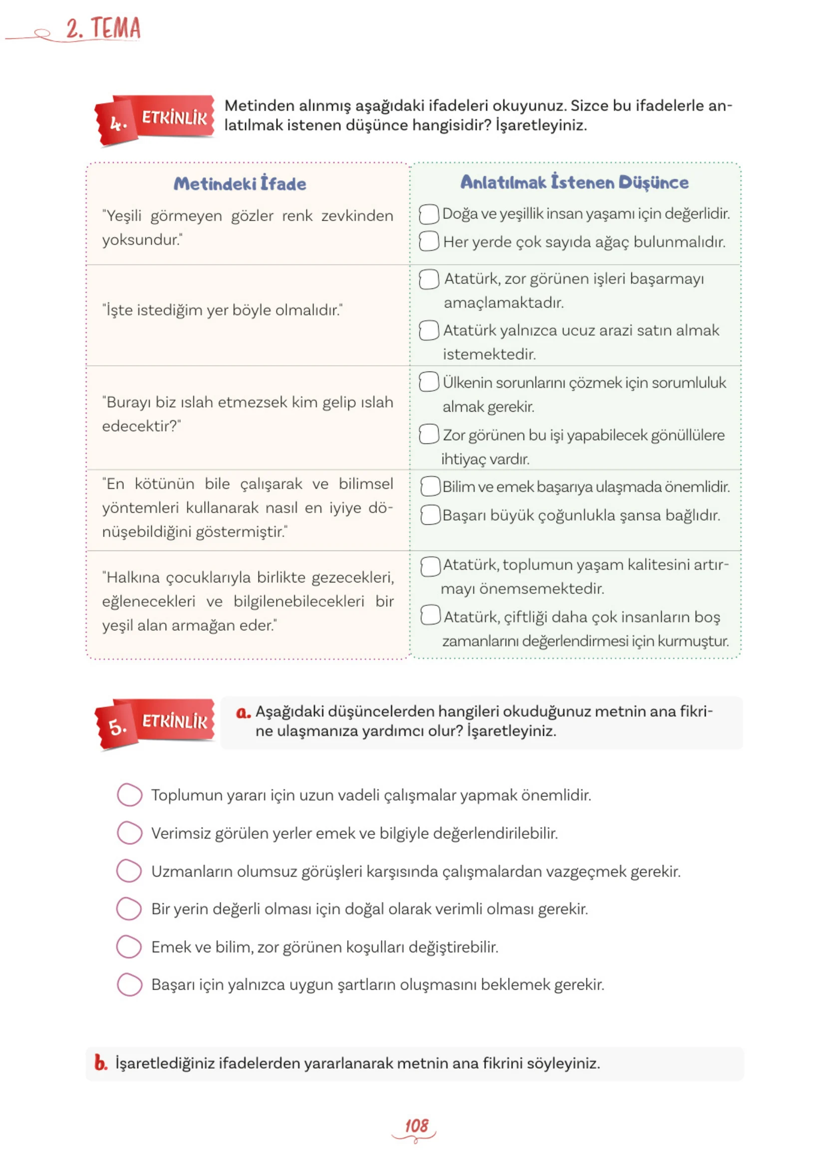 5. Sınıf Türkçe Ders Kitabı Cevapları Meb Yayınları 1. Kitap Sayfa 108