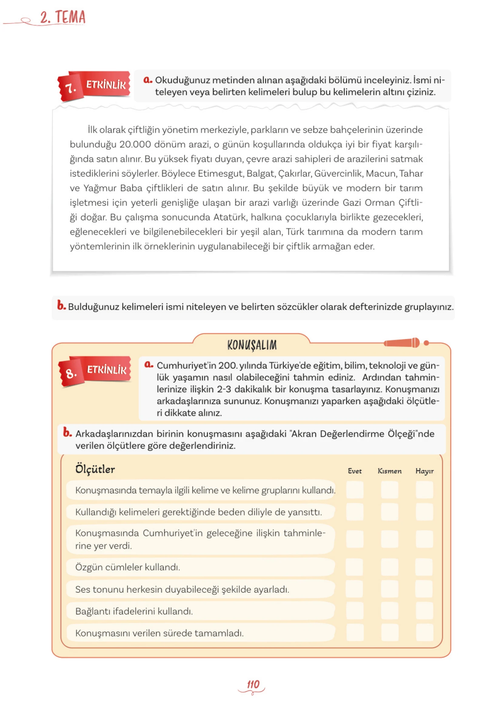5. Sınıf Türkçe Ders Kitabı Cevapları Meb Yayınları 1. Kitap Sayfa 110