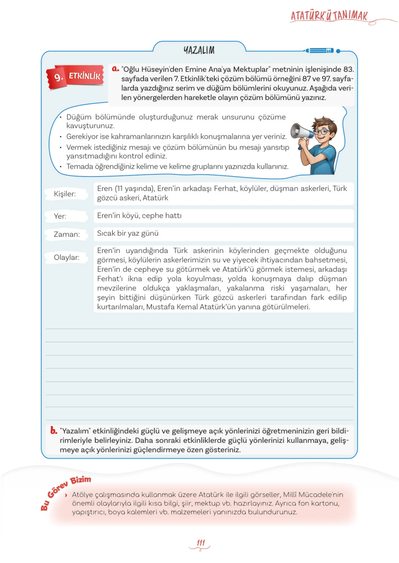 5. Sınıf Türkçe Ders Kitabı Cevapları Meb Yayınları 1. Kitap Sayfa 111