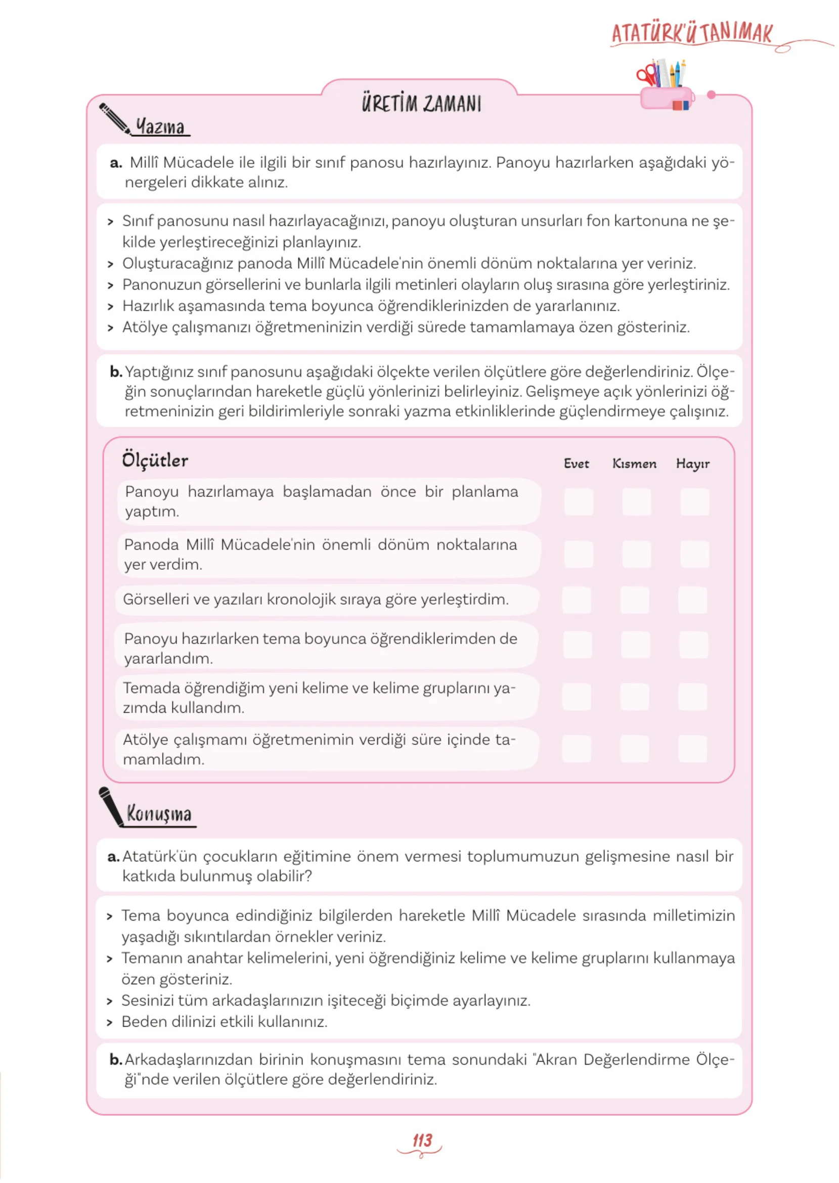 5. Sınıf Türkçe Ders Kitabı Cevapları Meb Yayınları 1. Kitap Sayfa 113